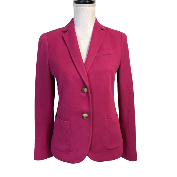 Talbots Blazer Jacket Women's Size 2 Hot Pink Woven Knit Stretch Pockets Career - Picture 1 of 7